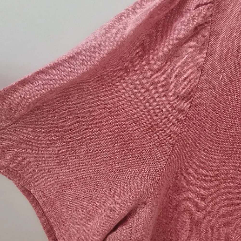 J. Jill Soft Red  100% Linen Button Down Blouse Sz Large - Picture 5 of 7